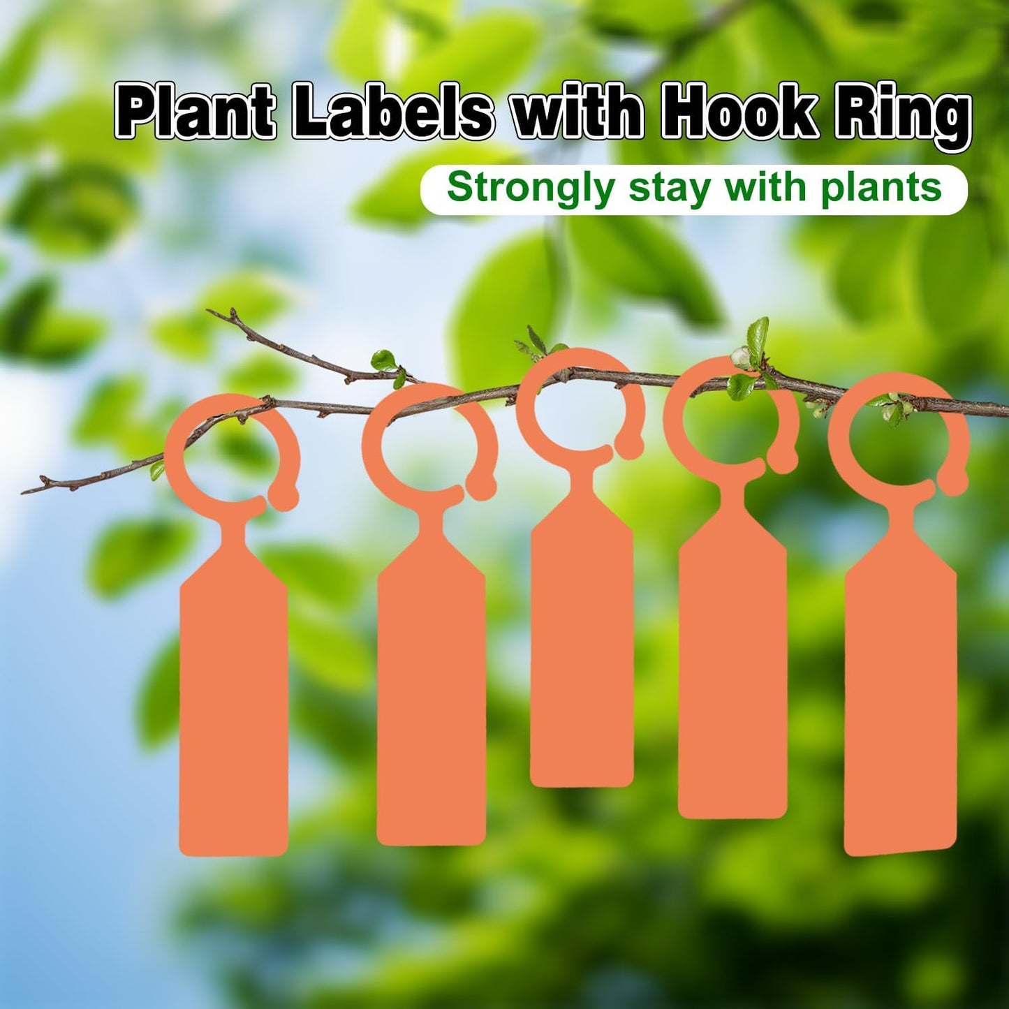 Plant Labels Yuanling 100Pcs Plastic Waterproof Plant Tree Tags Nursery Garden Markers for Indoor Outdoor Gardening Plants Vegetables Flowers Potted (Orange Color with 1 Marker Pen)