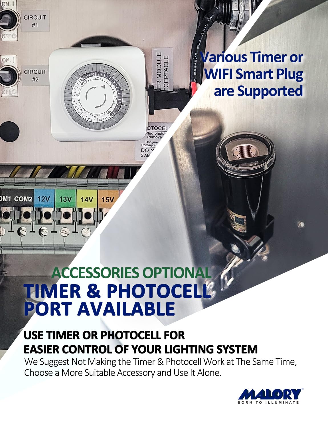 MALORY 900W Low Voltage Transformer with Timer & Photocell for Landscape Lighting,(19''H) 120V AC to 12/13/14/15/16/17/18/22V Multi-Tap Power Supply for Outdoor Landscape Lights,Yard Garden Lights