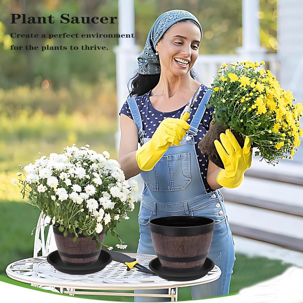 6 Pack of 12 inch Plant Saucer Plant Tray, Plastic Plant Saucer 12 inch, Heavy Duty Plant Tray for Pots, Plant Saucers for Indoors Planter, Garden Water Plate Bowls 10"/11"/12" (Black)