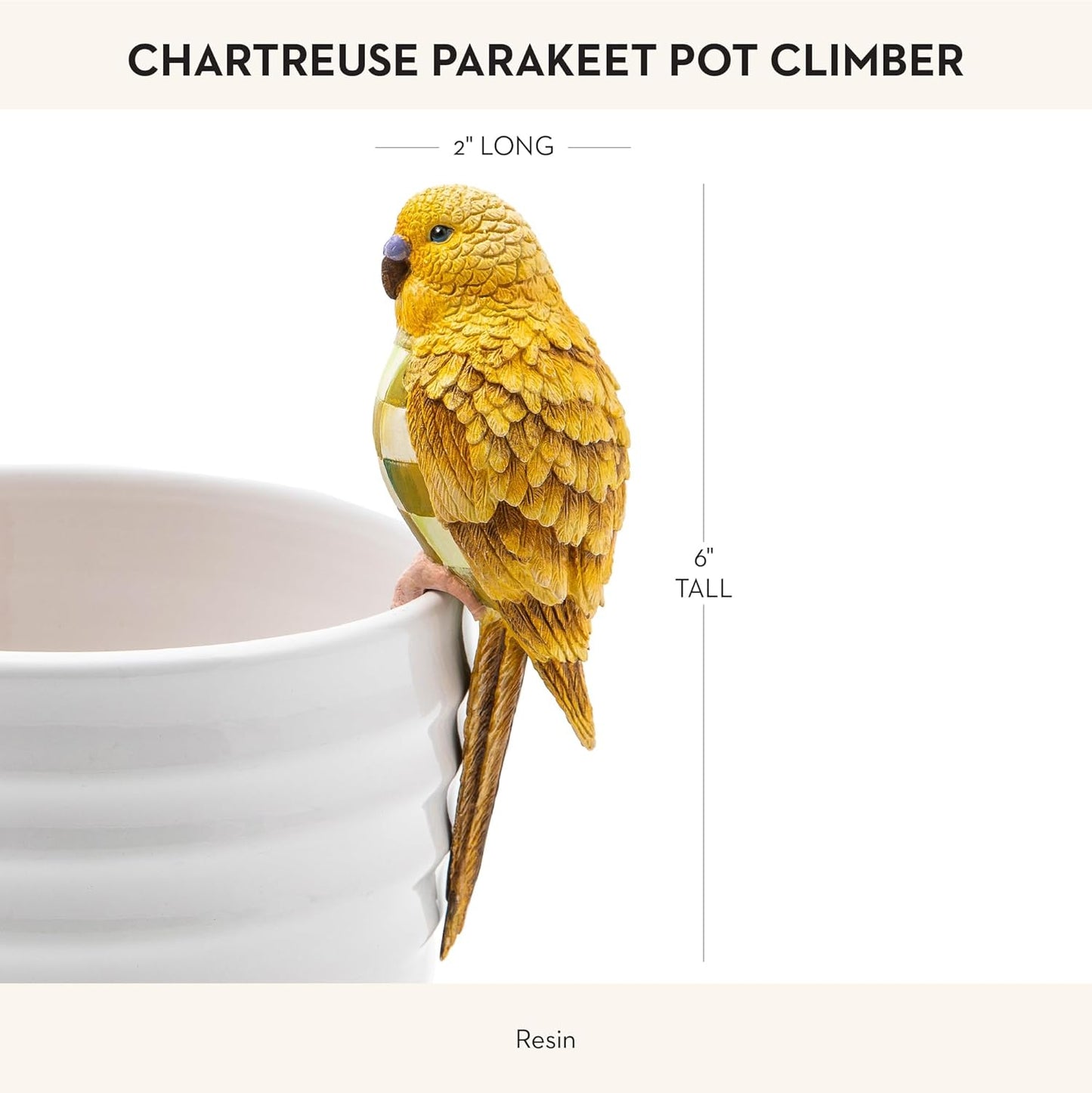 MACKENZIE-CHILDS Pot Climber, Decorative Indoor and Outdoor Planter Hanging Decor, Chartreuse Parakeet