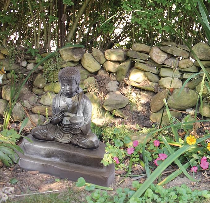 Emsco Group 92220 Lightweight Meditating Buddha Garden Statue, 24", Bronze