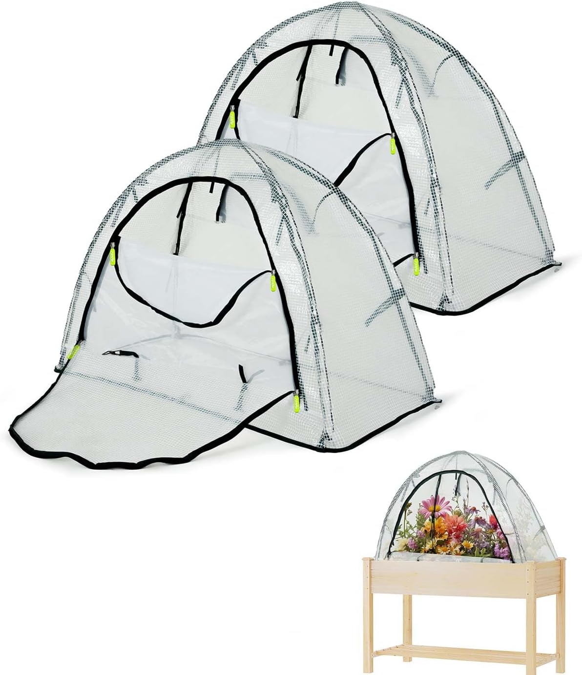 Pop up Greenhouse Tent Cover Plant House,Gardening Flower Sunshine Room with Mesh Windows,Backyard PE Cover for Cold Frost Protector with Stakes and Rope Guys (Mini Size 45″x22″)