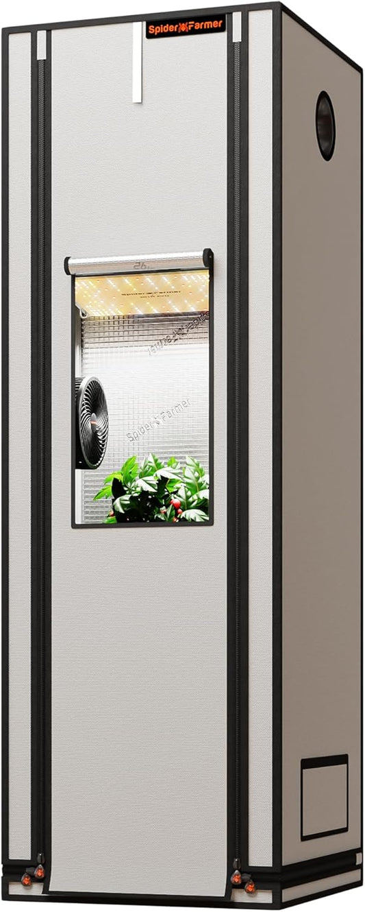 Spider Farmer Pro Series 2x2x6 Grow Tent, 24"x24"x72" with Roll-up Door, Observation Window Floor Tray, 2000D Thicken Mylar Canvas, 2x2 for Hydroponic Indoor Growing for SF1000, SF1000, SE1500, G1500
