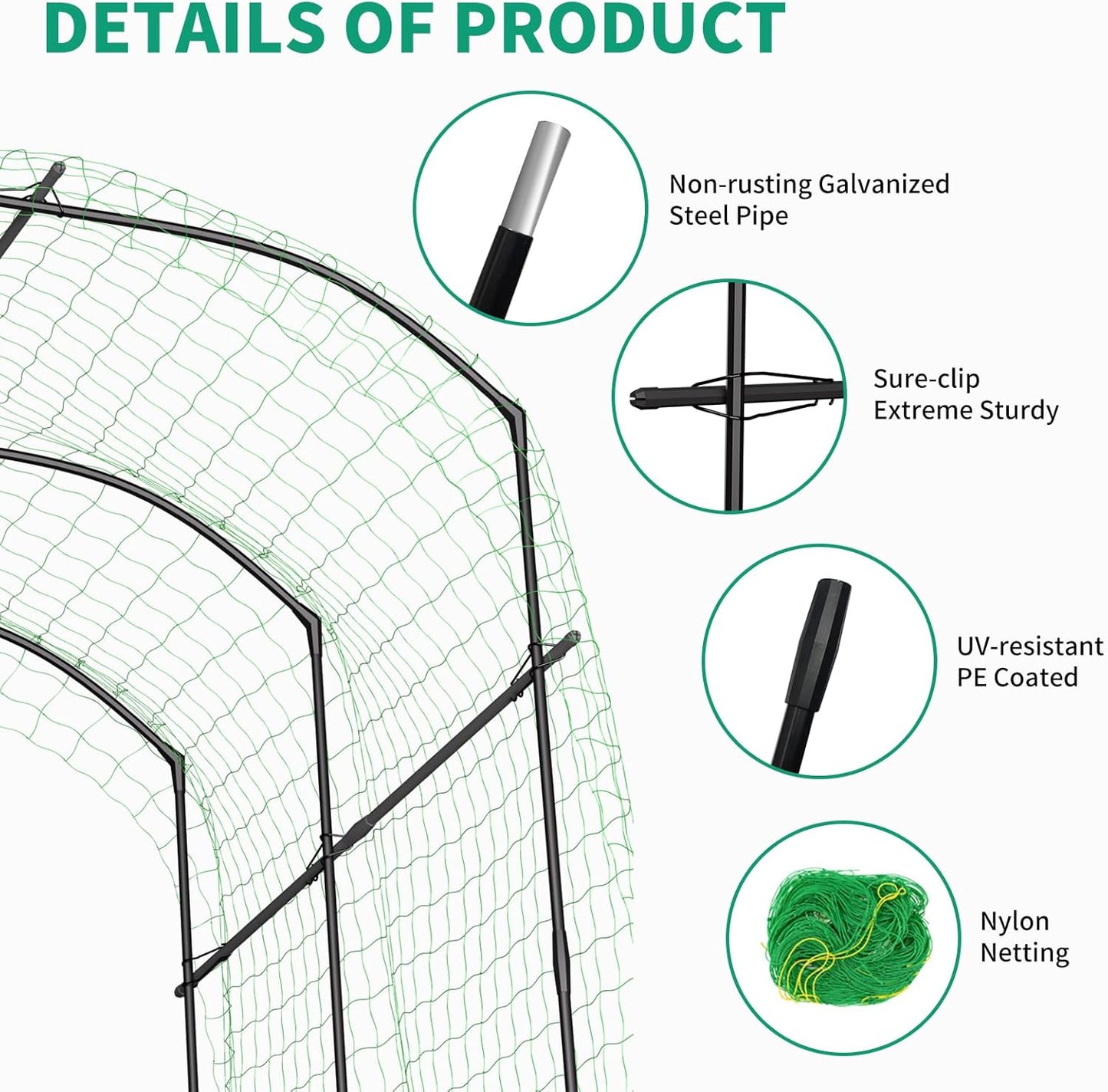 DoCred Tall Garden Arch Trellis for Climbing Plants, 87in Tall Metal Plant Support Trellis Archway for Climbing Vine Vegetable/Fruit/Flower Outdoor Yard Lawn Garden Arch Tunnel Trellis