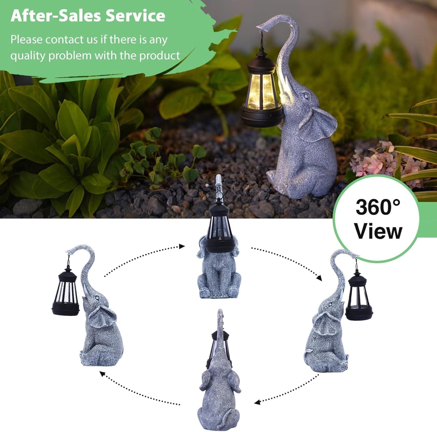 Goodeco Elephant Statue for Garden Decor with Gift Appeal - Ideal Gifts for Women, Mom or Birthdays, Beautifully Crafted Outdoor & Home Decor to Wow Your Guests (11" Elephant)