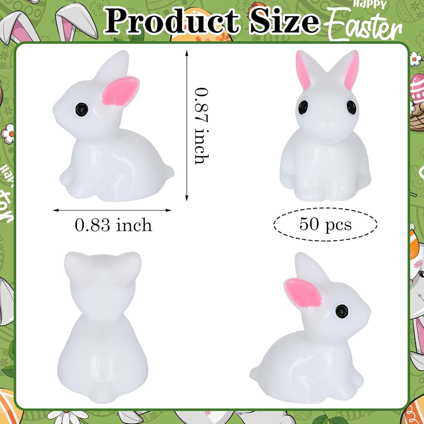 50 PCS Mini Bunny Easter Tiny Plastic Rabbits Miniature Resin Bunny Figurines for Fairy Garden Miniature Moss Landscape Decoration