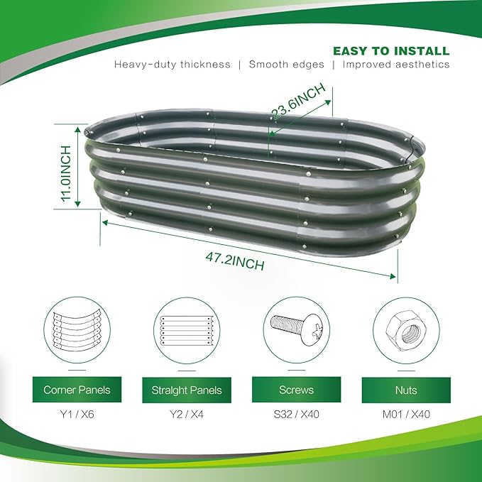 Gardmax 2 Pack Galvanized Raised Garden Bed, Lightweight Planter Boxes Outdoor with Easy Assembly, Large Garden Bed for Vegetables, Fruits, Flower Dark Grey