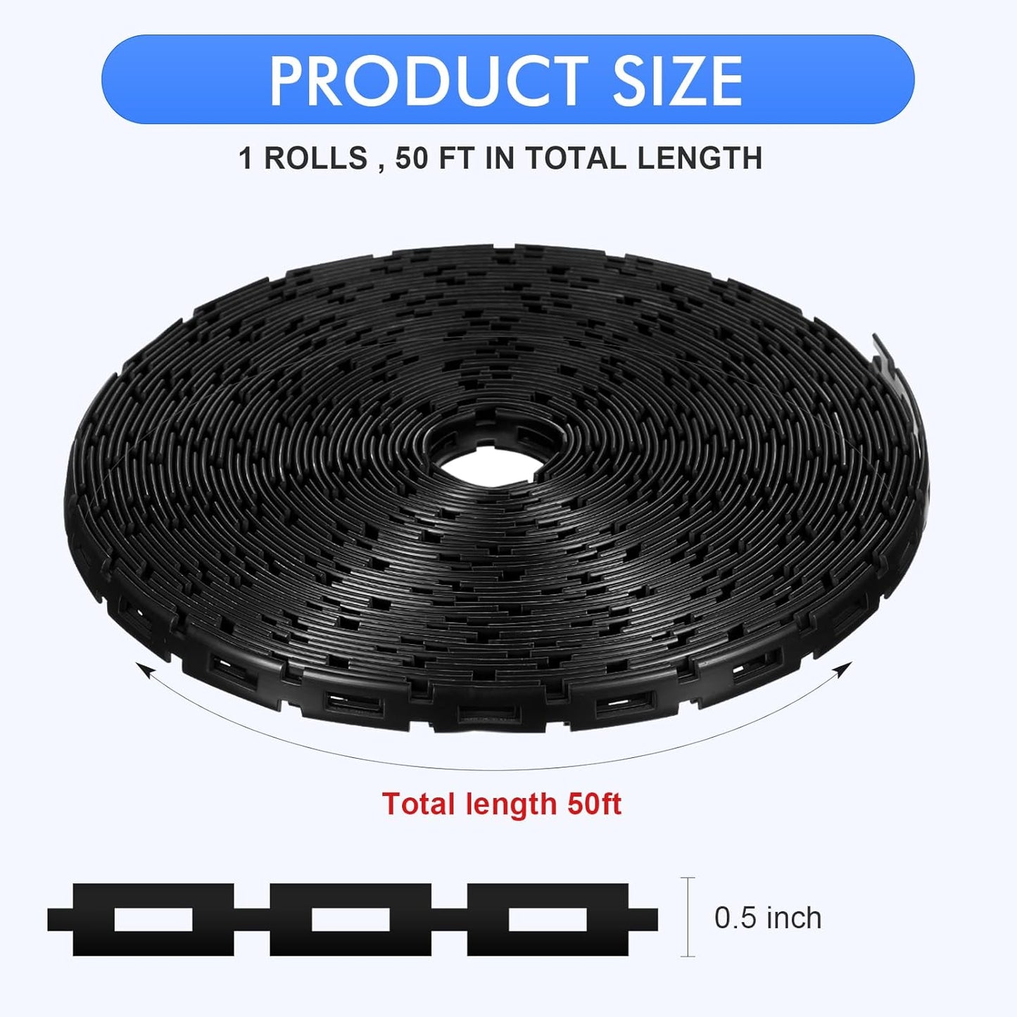 Wesiti 50 ft Plastic Chain Lock Tree Tie 1/2 Inch Wide Adjustable Tree Support Straps Plant String Swing Strap Flexible Reusable Ties for Staking for Garden Accessories