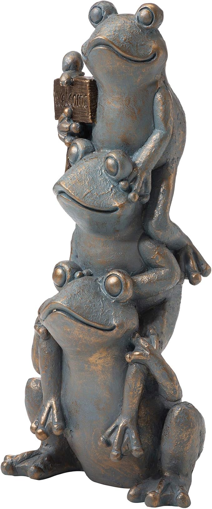Glitzhome Stacked Frog Outdoor Statue Large Garden Sculpture Decoration, 28" H, Bronze