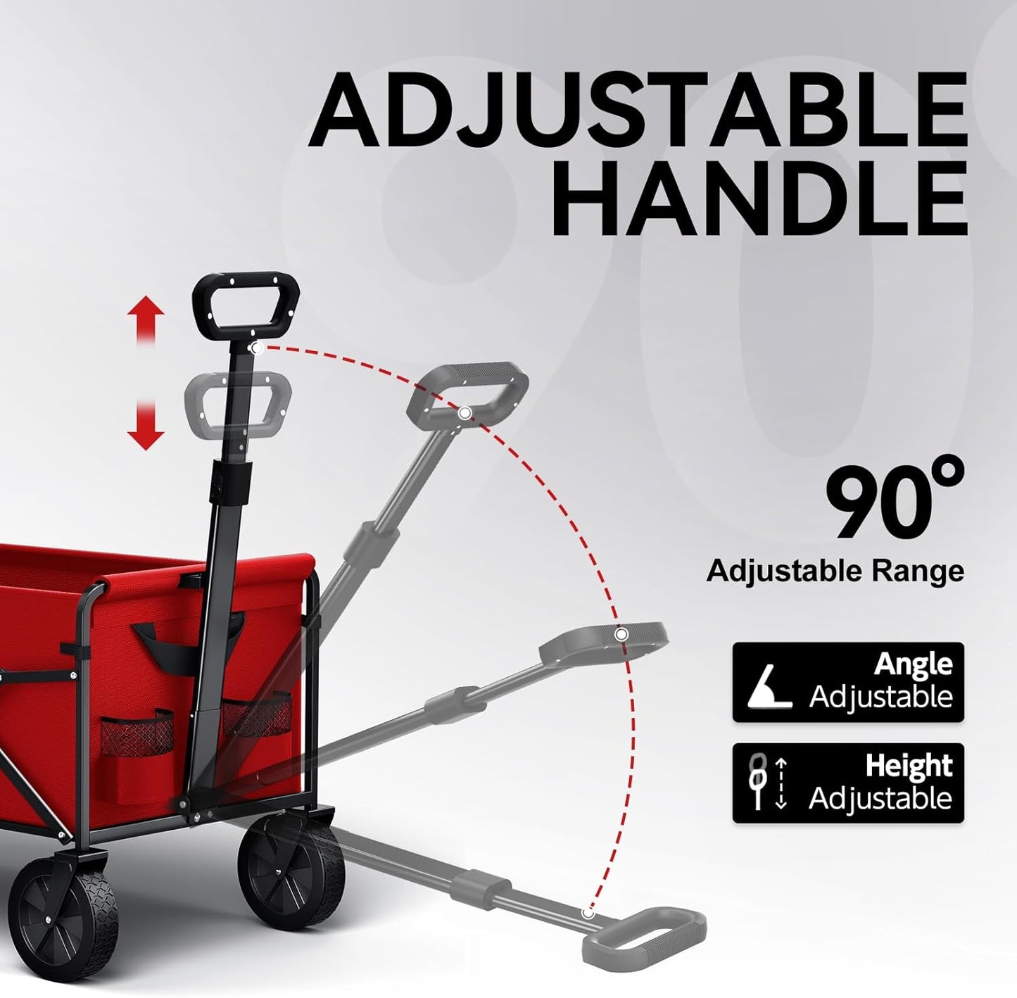 Collapsible Foldable Wagon, Foldig Cart with Wheel Heavy Duty with 180lbs Weight Capacity Lightweight Utility Camping Wagon for Groceries Garden Beach Sports Fishing (Coral Red)