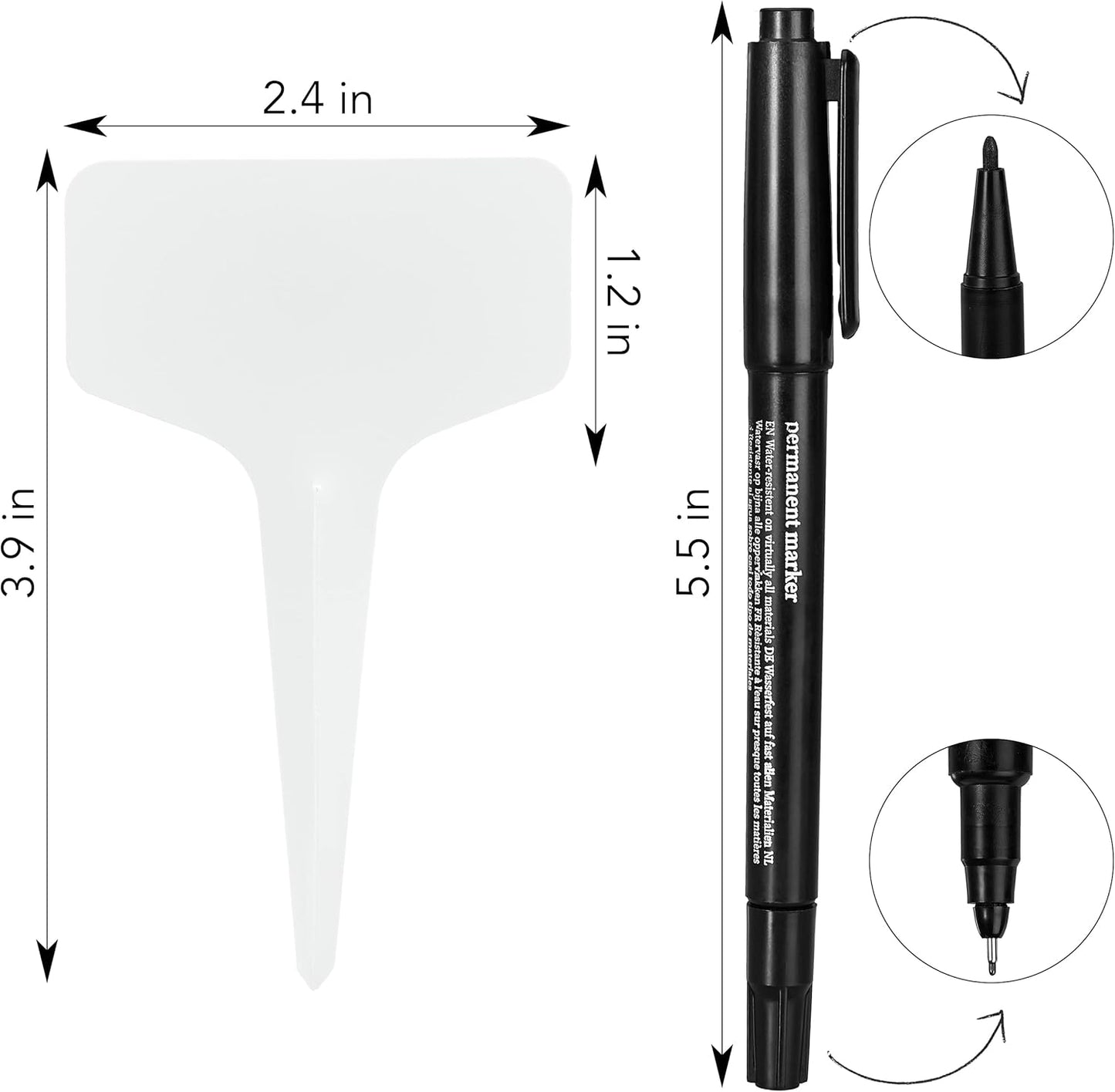 Plant Markers: 120 Plastic Plant Name Tags and Weatherproof Marker Pen – Plant Labels Wooden – Seedling Labels – Gardening Name Tags