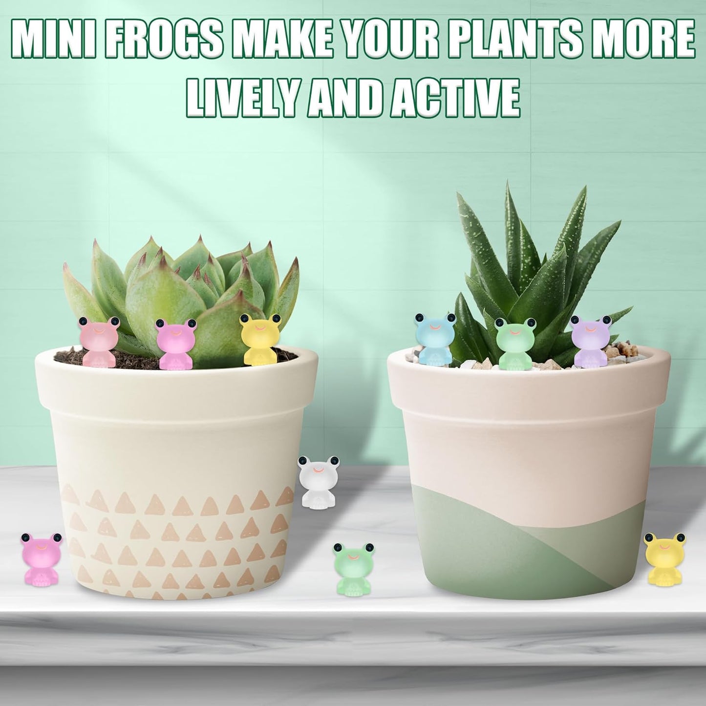 50 PCS Luminous Mini Resin Frogs Tiny Plastic Frogs Glow in The Dark Miniature Frog Figurines for Fairy Garden Miniature Moss Landscape Decoration (8 Colors Mini Frogs)