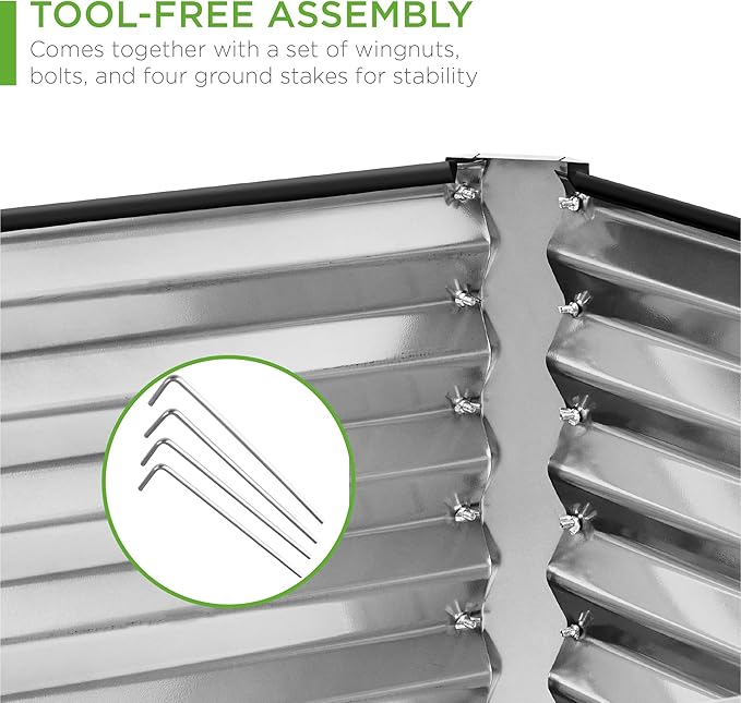 Best Choice Products 8x4x2ft Outdoor Metal Raised Garden Bed, Deep Root Planter Box for Vegetables, Flowers, Herbs, and Succulents w/ 478 Gallon Capacity - Silver