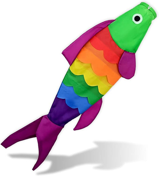 Madrona Brands Rainbow Fish Windsock | Durable Outdoor Hanging Decoration | Yard, Garden, Boat, Home and More | 40-Inch