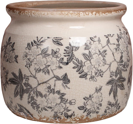 Ceramic Planters for Indoor Plants, Plant Pots with Drainage Hole, 6.29in. Flower Pots for Indoor Plants, Vintage Planters & Succulent Pots, Crackle Glaze Finish Plant Pots, Rustic Grey