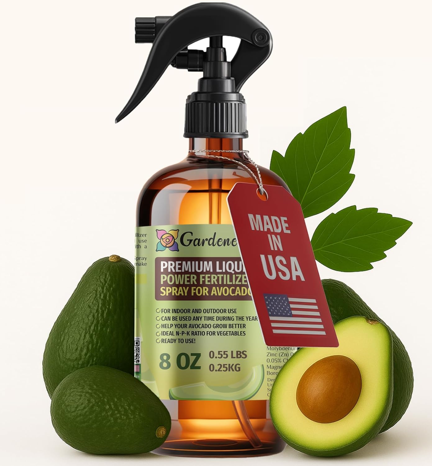 Liquid Power Avocado Fertilizer Spray – Ready-to-Use Liquid Plant Food Mist for Avocado – Premixed, Easy Application – Fast-Acting Formula for Growth, Roots & Yield – Indoor & Outdoor Use – 8 oz