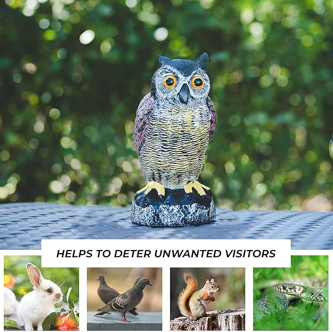 Galashield Owl Decoy | Plastic Owls to Scare Birds Away | Owl Statue for Garden & Outdoors - Pack of 3