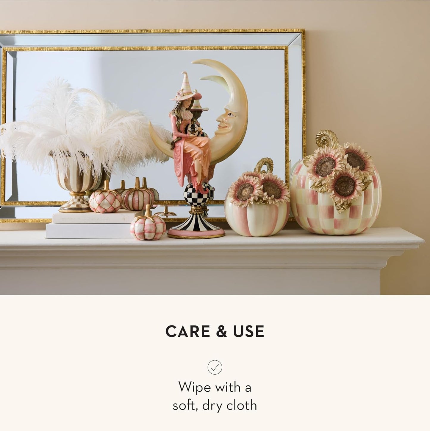 MACKENZIE-CHILDS Tabletop Urn, Decorative Centerpiece for Table, Brown-and-White Mocha Stripe