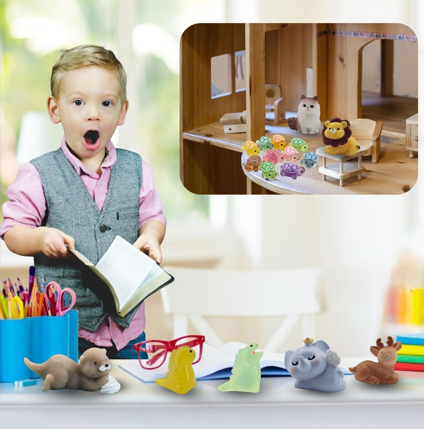 90 Pcs Mini Resin Animals Tiny Resin Figurines Tiny Resin Ducks for Fairy Garden, Miniature Accessories, Crafts, and Decor