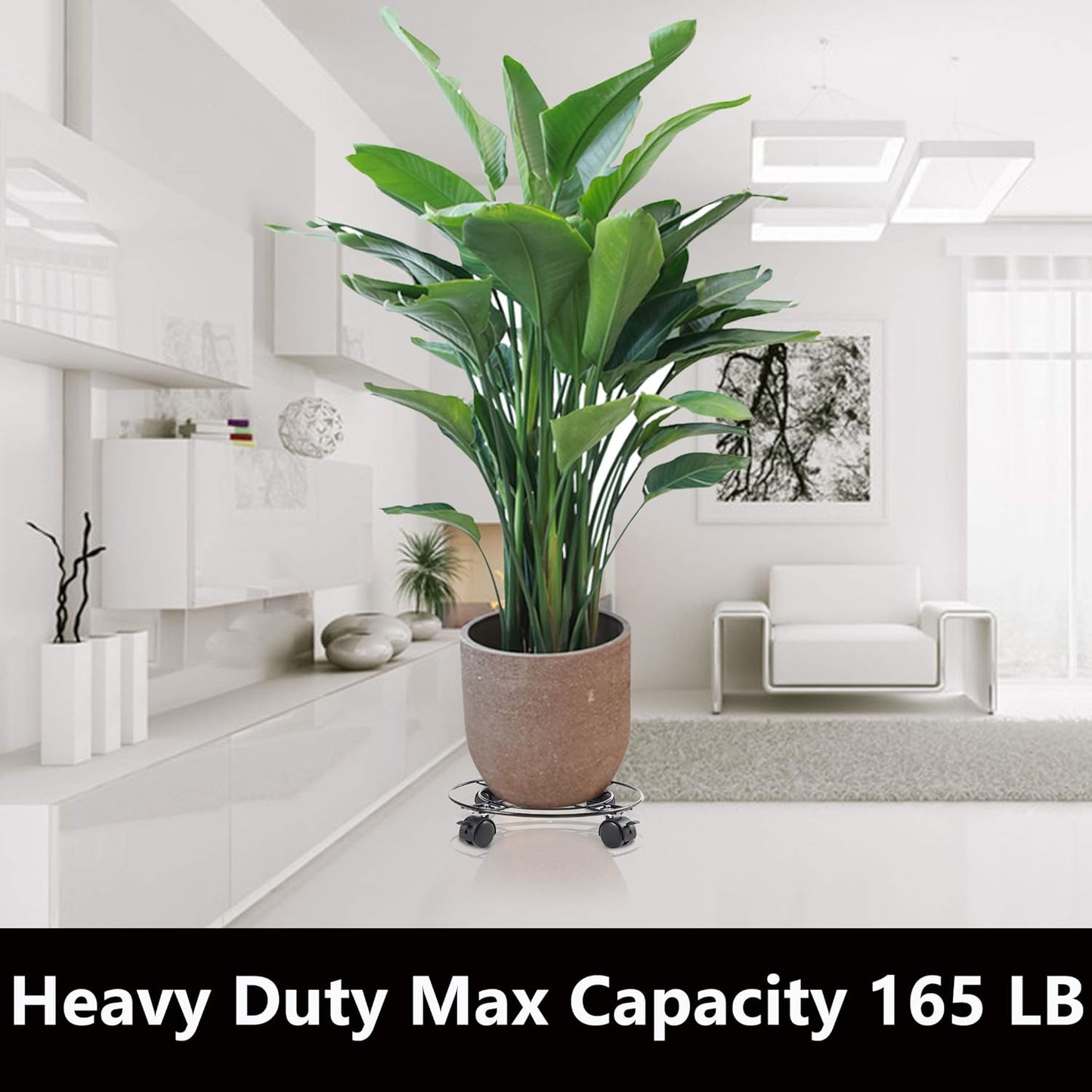 Plant Caddy with Wheels Heavy Duty Metal Iron Large Potted Plant Stand Holder Move Around Indoor Outdoor Garden Patio Flower Pot Planter Adjustable Rolling Dolly Casters with Locking Black 13 Inches …