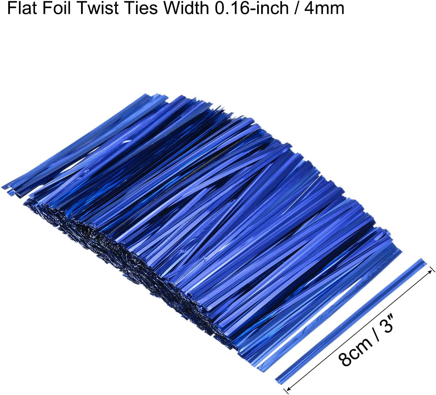 MECCANIXITY Foil Twist Ties 3" 8cm Metallic Plastic Closure Tie for Tying Bread, Candy, Cookies, Gift Bags Arts Crafts Ties Blue Pack of 750