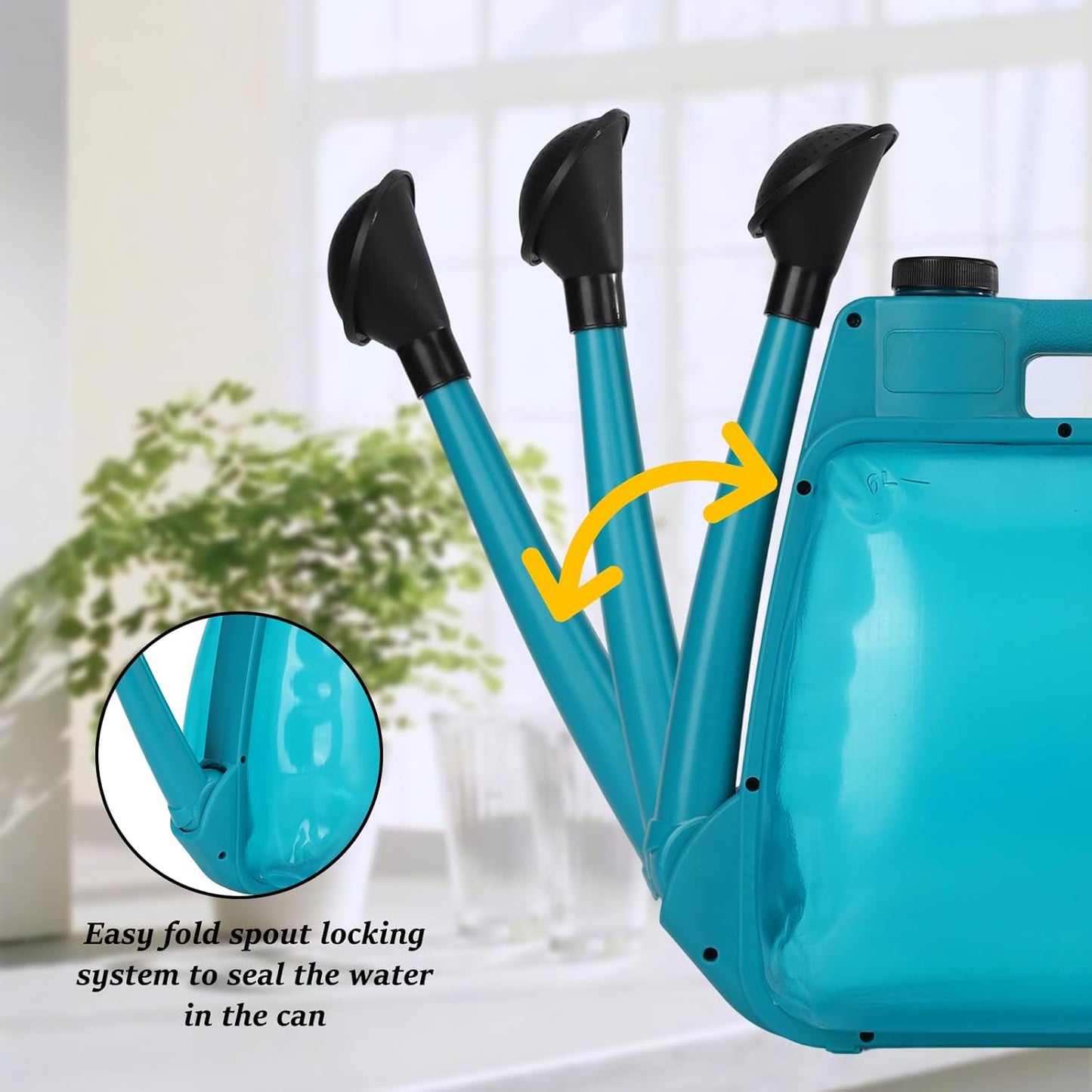 Watering Can 1.6Gal Transparent Plastic with Comfort Grip Handle for Indoor & Outdoor Plants（Blue Green）