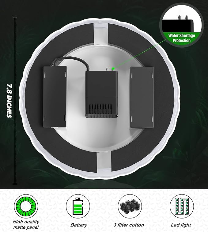 Solar Fountain Matte Panel with 4000 mAH Battery, 4W Bird Bath Fountains Solar Power with 8 Nozzles, Floating Solar Fountain Pump for Bird Bath, Garden, Pond, Outdoor (Color Change)