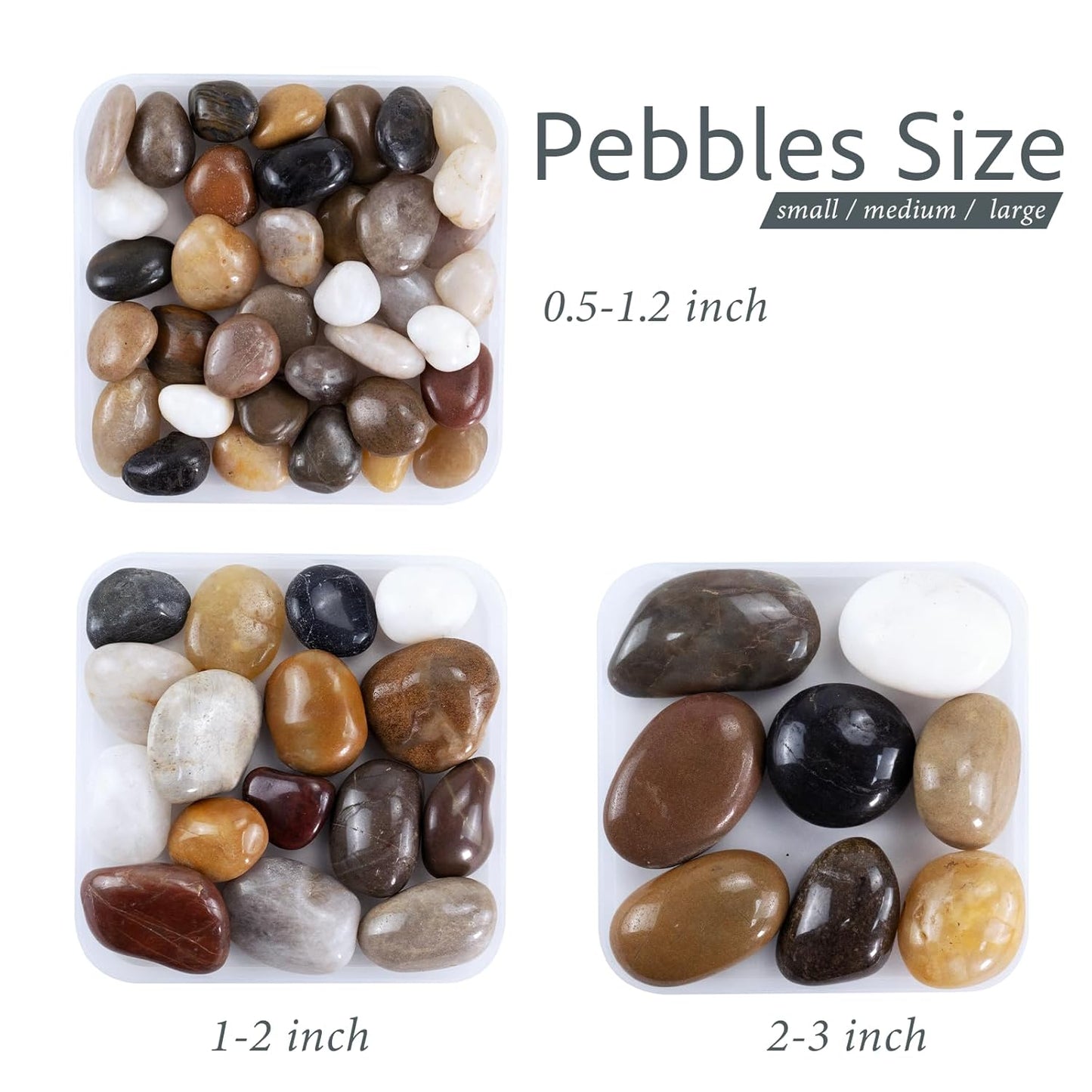 Pebbles for Plants, 5lbs Colorful Pebbles 1-2 Inch Decorative River Rocks for Indoor Planters, High Polished Stones for Vase Filler Fish Tank Landscaping Garden