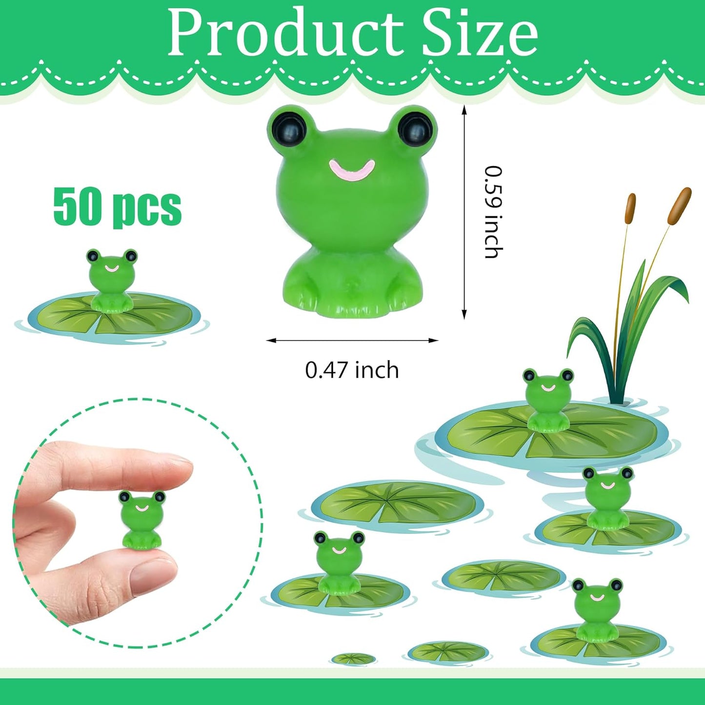 50 PCS Mini Frogs Garden Decor Tiny Plastic Frogs Miniature Resin Frog Figurines for Fairy Garden Miniature Moss Landscape Decoration (0.47 x 0.59 inches)
