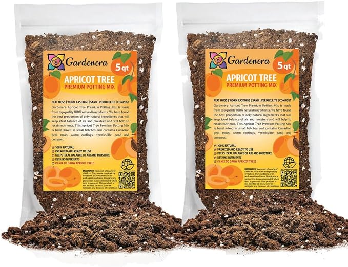 Premium Apricot Potting Soil Mix - Ideal Nutrient Blend for Growing Robust, Flavorful, and Bountiful Apricots - 10 Quart