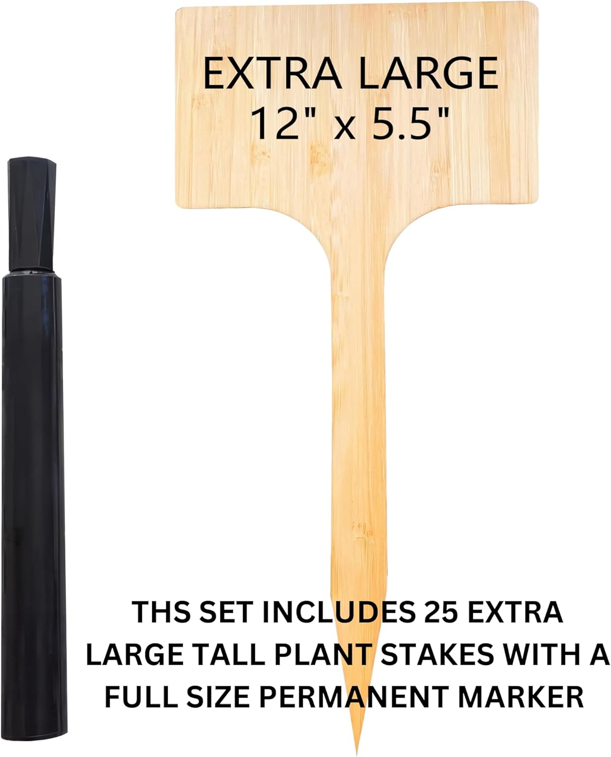 25 Pack 12" Extra Tall Plant Labels Large Garden Markers Plant Name Tags for Flowers, Herbs, Vegatables, Seeds, Bulbs Easy to See Larger Writing Area with Full Size Marker