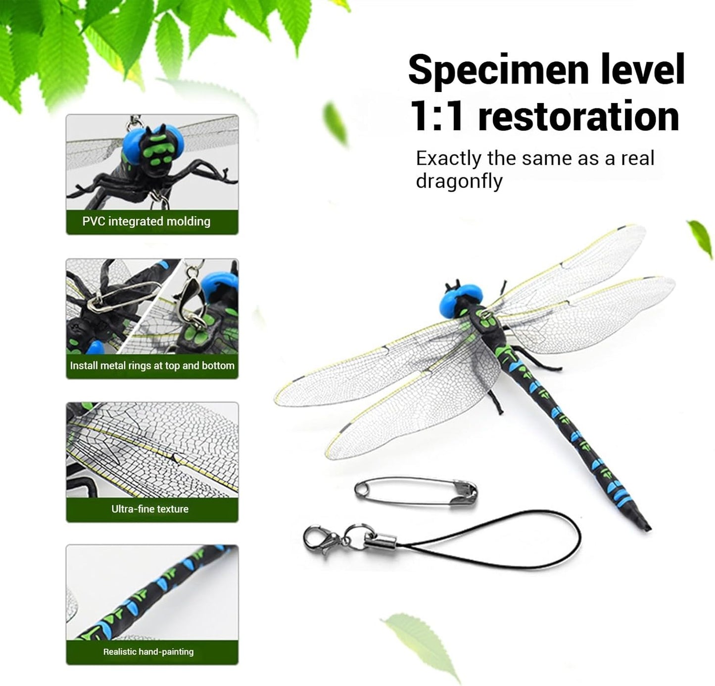 2 Pcs Dragon Fly Clips for Bugs Repellent, 3D Artificial Dragonfly Hat Clip, Dragonfly Garden Decor (Independent Dragon Fly 2 Pcs)