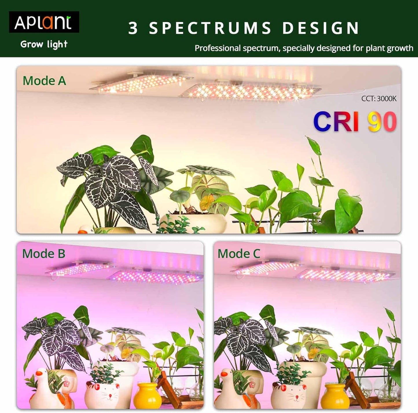 Grow Light, 0.04inch Ultra Thin Led Grow Lights for Indoor Plants Full Spectrum with Timer, Dimmable Plant Light for indoor growing, 3 Spectral Modes Grow Light Strip for Germination,Growth,20W