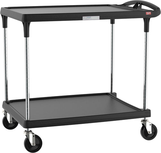 Metro myCart Plus Utility Cart - Choose-Your-Height Adjustable Heavy Duty Rolling Cart for Home, Commercial and Industrial Use - 2-Shelf, 400 lbs Capacity - 27.7" W x 40.25" L x 36.8-40.8" H - Black