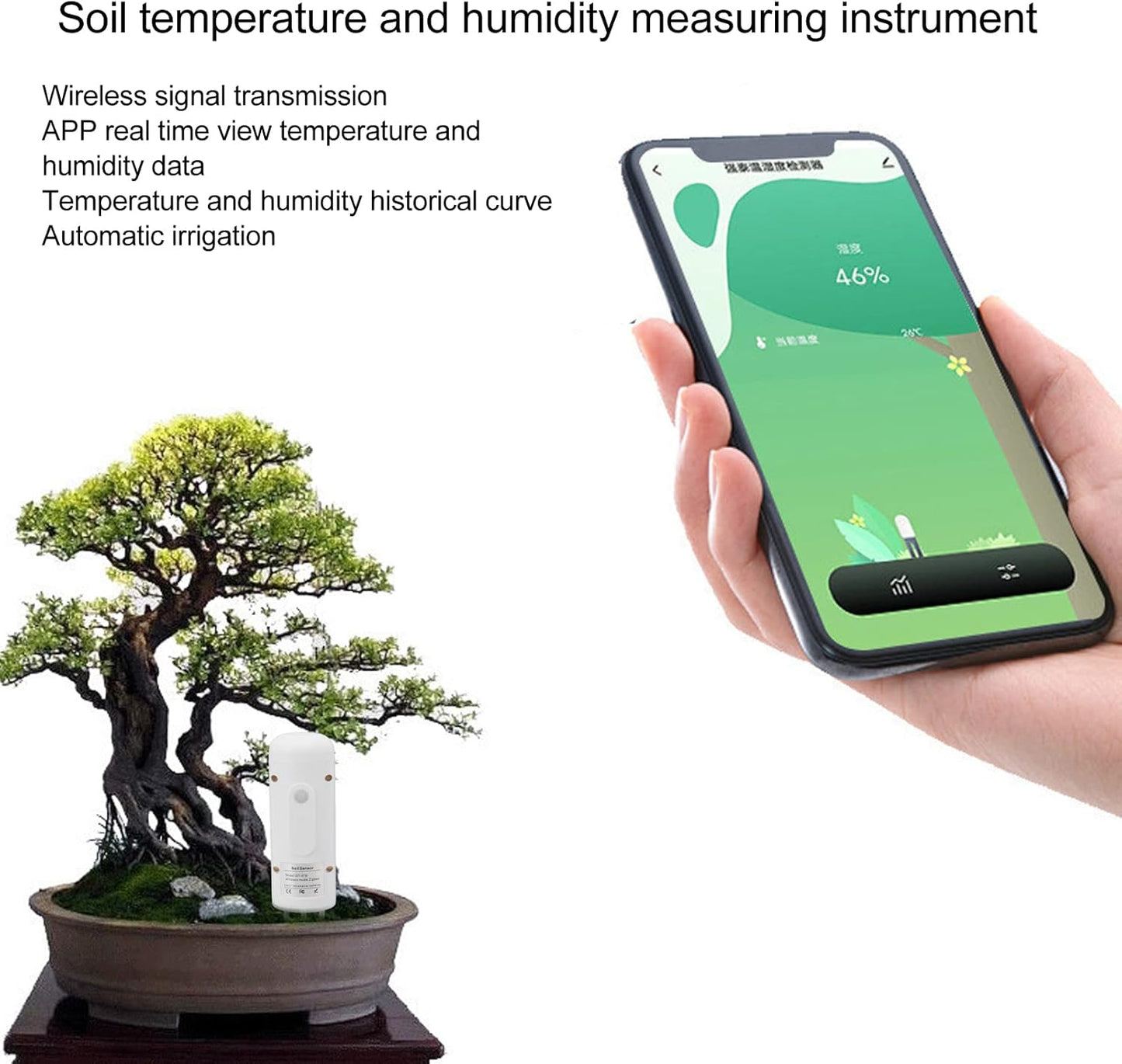 Plant Monitor Soil Test Kit,Flower Care Soil Tester for Zigbee Smart Plant Intelligent Sensor Plants Detector Bluetooth Monitor for Light Fertility Temperature