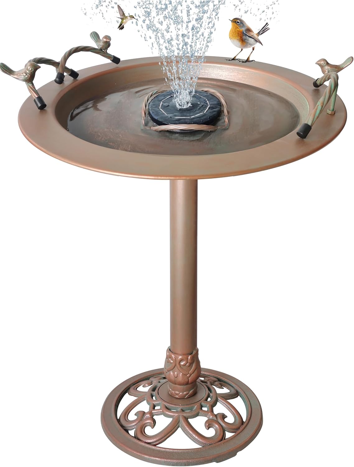 Metal Bird Bath - Iron Birdbath 28.5" H, Bird Bath for Water Fountain, Bird Feeder Bowl for Yard Patio Lawn Decor (Fountain Pump not Included)