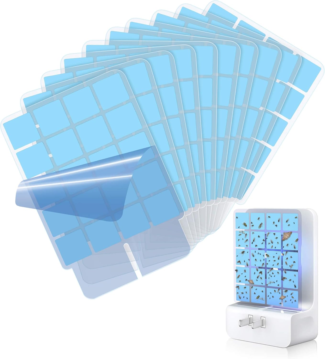 10 PCS Double-Sided Adhesive Card Refills for Replacement, Compatible with Fly Trap Device N386A (Refills Only)