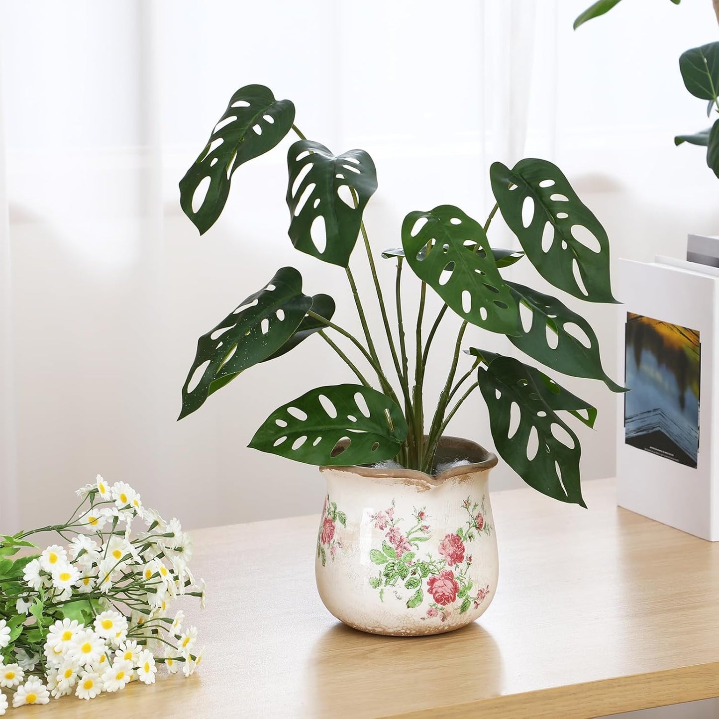 Newtay 6 Inch Ceramic Plants Pots Vintage Ceramic Flower Planters Crackle Glaze Finish Flower Pots Decorative Floral Vintage Planters for Living Room Garden Home Decor Gifts(Classic)