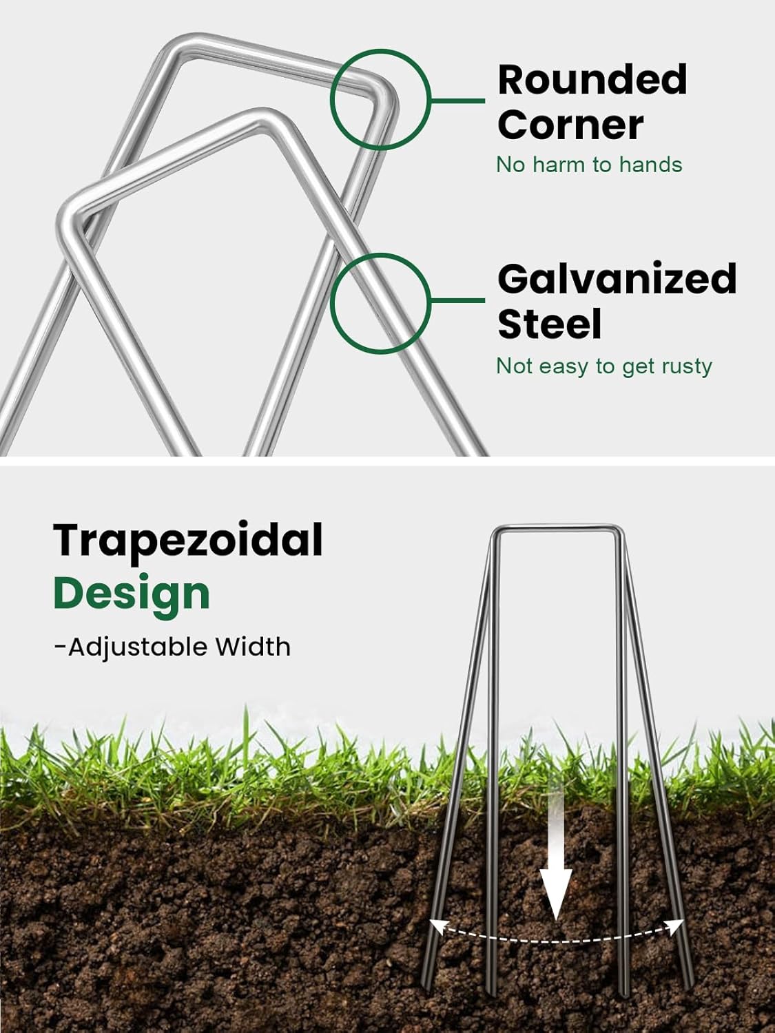 GROWNEER Landscape Staples Anti-Rust, 6 inch 200pcs Garden Staples, Galvanized Tent Stakes SOD Pins Yard Stakes for Securing Weed Fabric Barrier, Ground Cover, Artificial Turf, Dog Fence