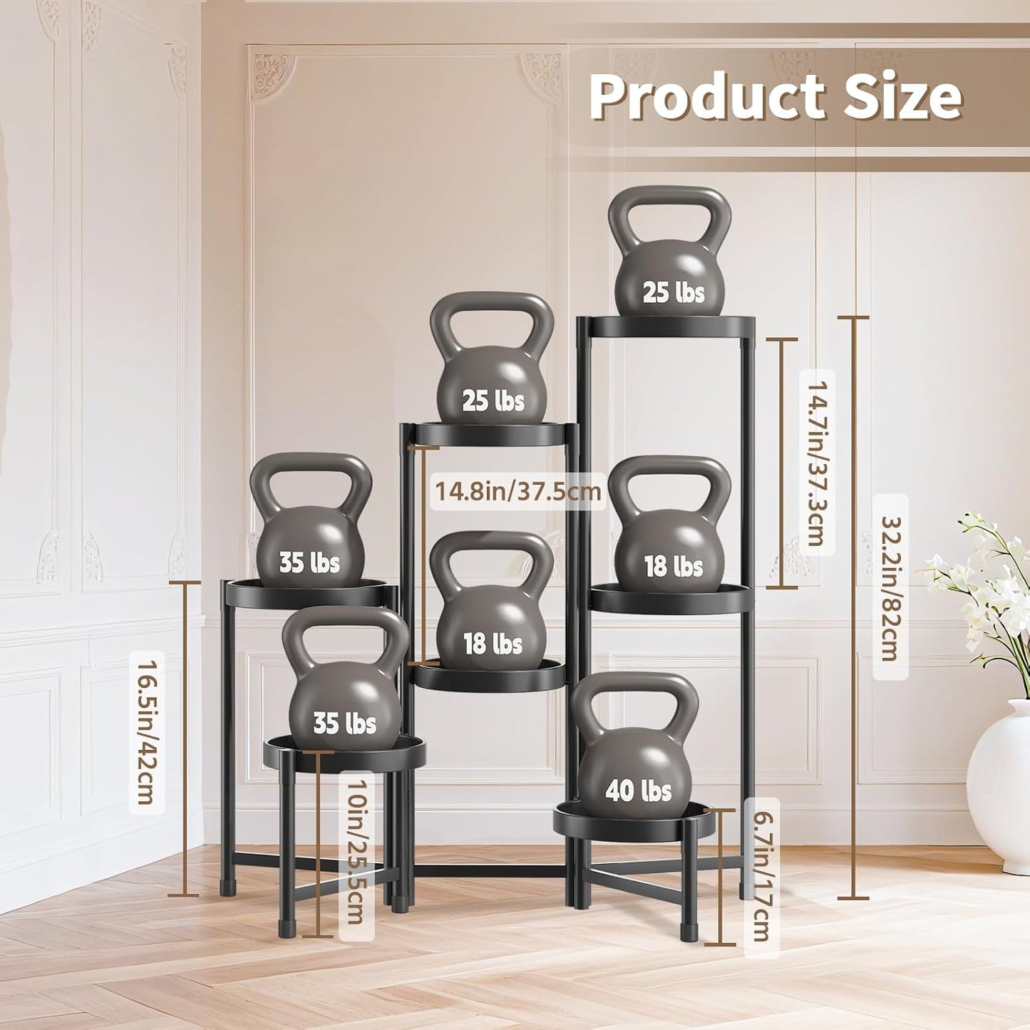 LASZOLA 7 Tiered Folding Plant Stand Indoor for Multiple Large Planter, Tall Heavy Duty Adjustable Rack with Rust Proof 10 Inch Wide Tray, Sturdy Vertical Tree Organizer for Narrow Inside Floor, Black