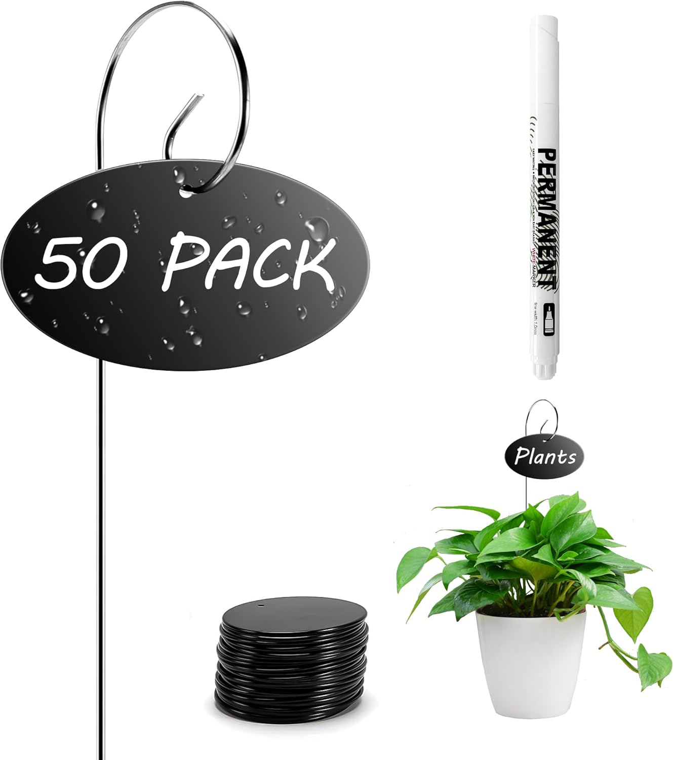Plant Labels, 50 Pcs Acrylic Garden Labels Stakes with a Pen, Plant Markers for Outdoor Waterproof, Garden Markers Sign Tags for Vegetable, Herb Seedlings Flowers