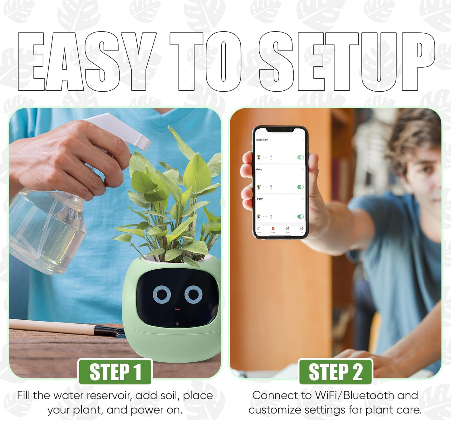 Interactive Plant Pot – Smart Planter, AI Pet Plantagotchi, tamagotchi, Leafypod and Plantiboy, Robot Flower with Feelings, Electric Maceta, Indoor Flowerpot with Water, Digital Gifts (green)