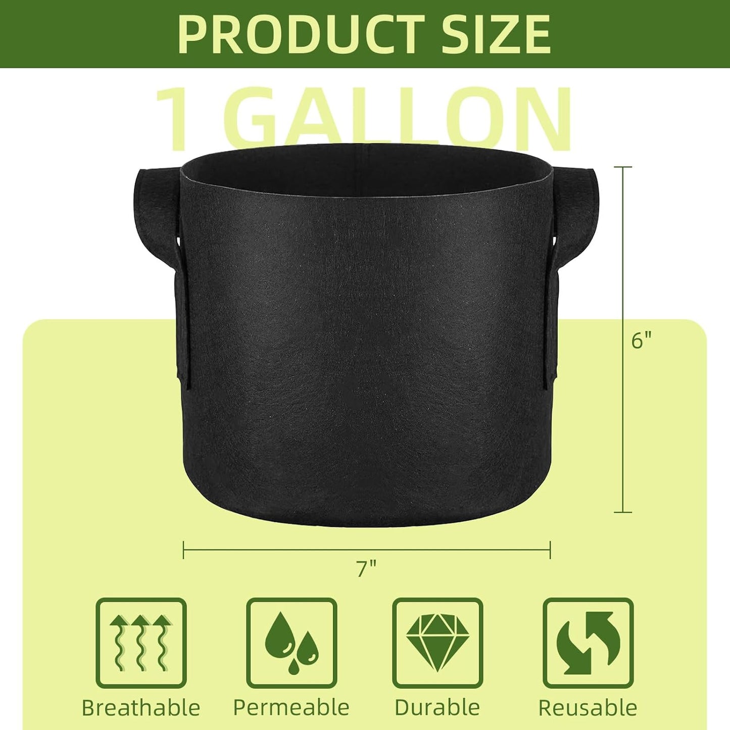 24 Pack 1 Gallon Grow Bags, Heavy Duty Thickened Aeration Fabric Pots with Handles for Vegetable/Flower/Plant