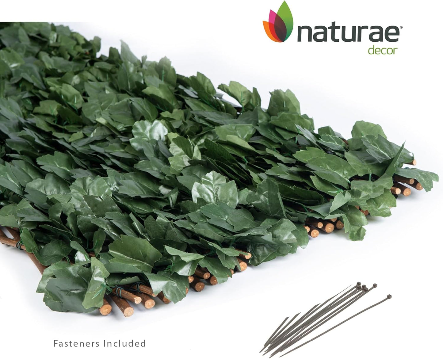 Naturae Decor Expandable Willow Trellis - Outdoor Privacy Screen - Sturdy and Flexible - Realistic Look - 40 in x 80 in - Ivy Leaves