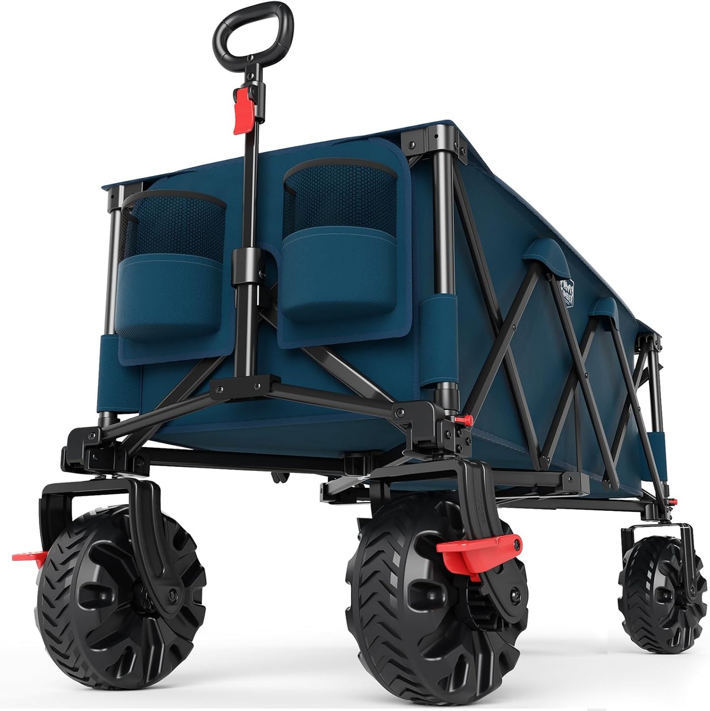 Timber Ridge 51.2" Extended Collapsible Wagon - Heavy-Duty Utility Cart with All-Terrain Wheels, Brakes & Cargo Net, 400L Capacity for Camping, Sports & Shopping, Blue