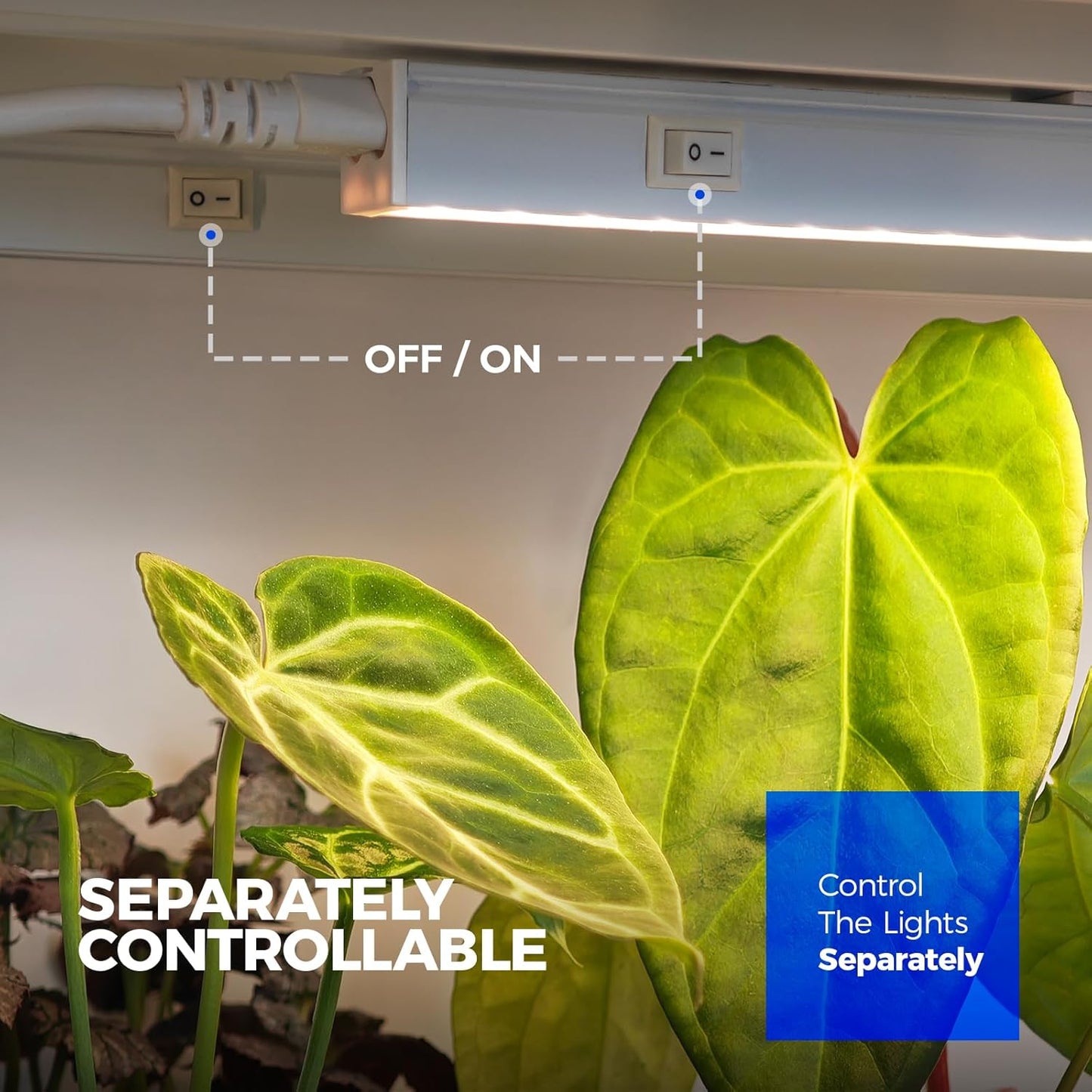 Barrina T5 Grow Lights, Full Spectrum Grow Light, 3ft 128W (8 x 16W, 800W Equivalent), LED Grow Lights for Indoor Plants, Ideal for Indoor Plants, Plant Grow Shelf, Plug and Play, Yellow, 8-Pack