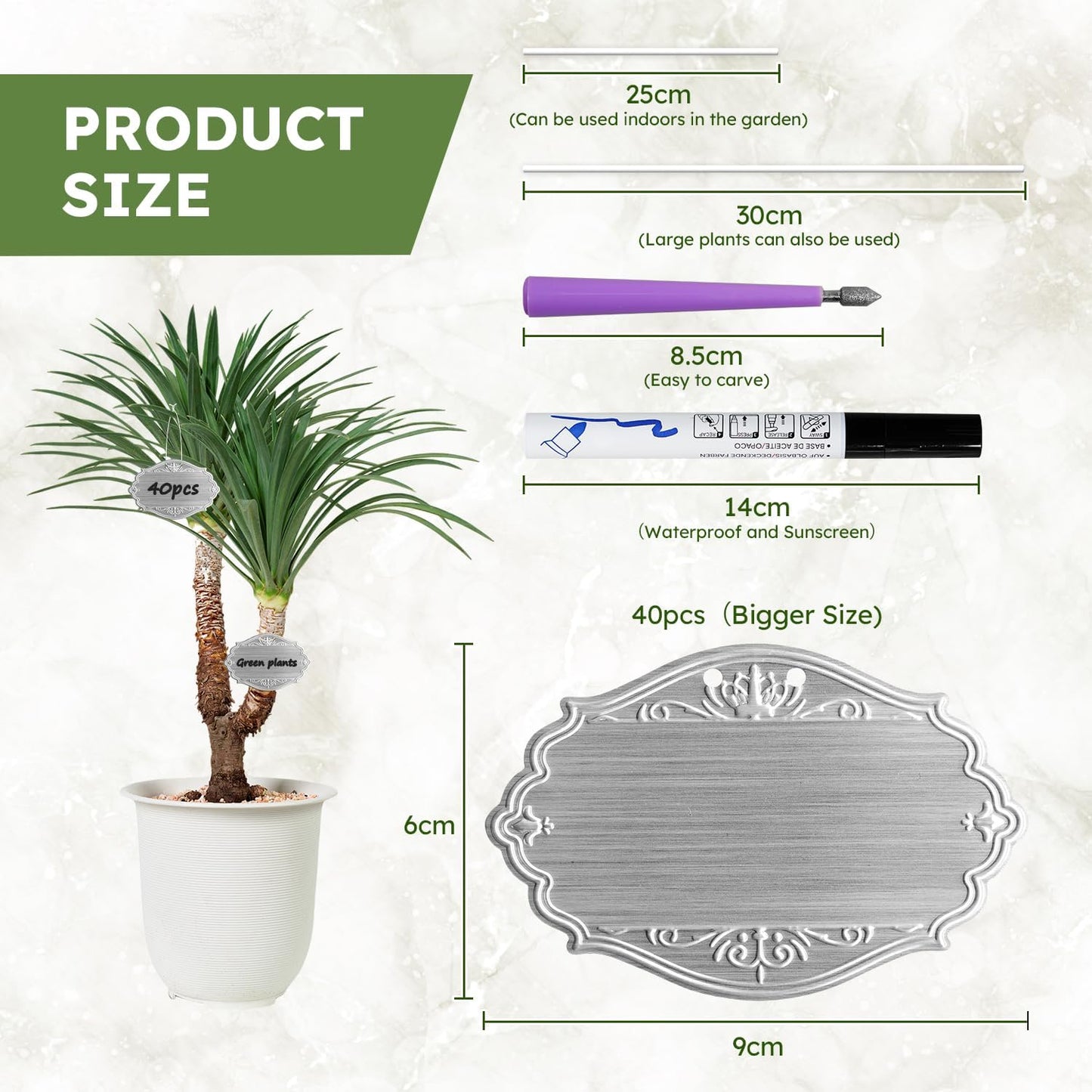 40PCS Plant Labels,Bigger Size Aluminum Metal Plant Tags Plant Label for Outdoor Garden Waterproof,Silvery Plant Name Tags for Tree,Vegetables,Herbs