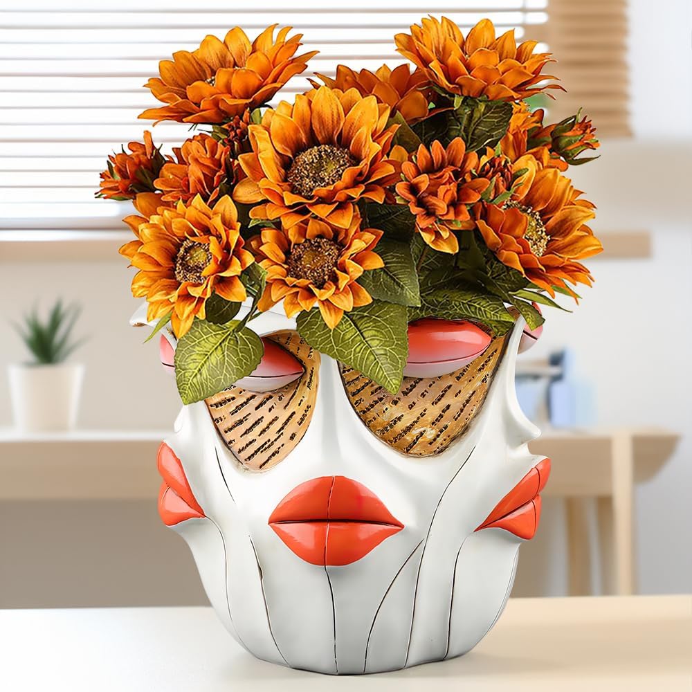 New Picassos Abstract Beauty Face Flower Pot, Colorful Abstract Head Plant Pots, Interesting Decorative Flower Resin Flower Pot, Unique Flower Pots for Home Art Decoration (A1)