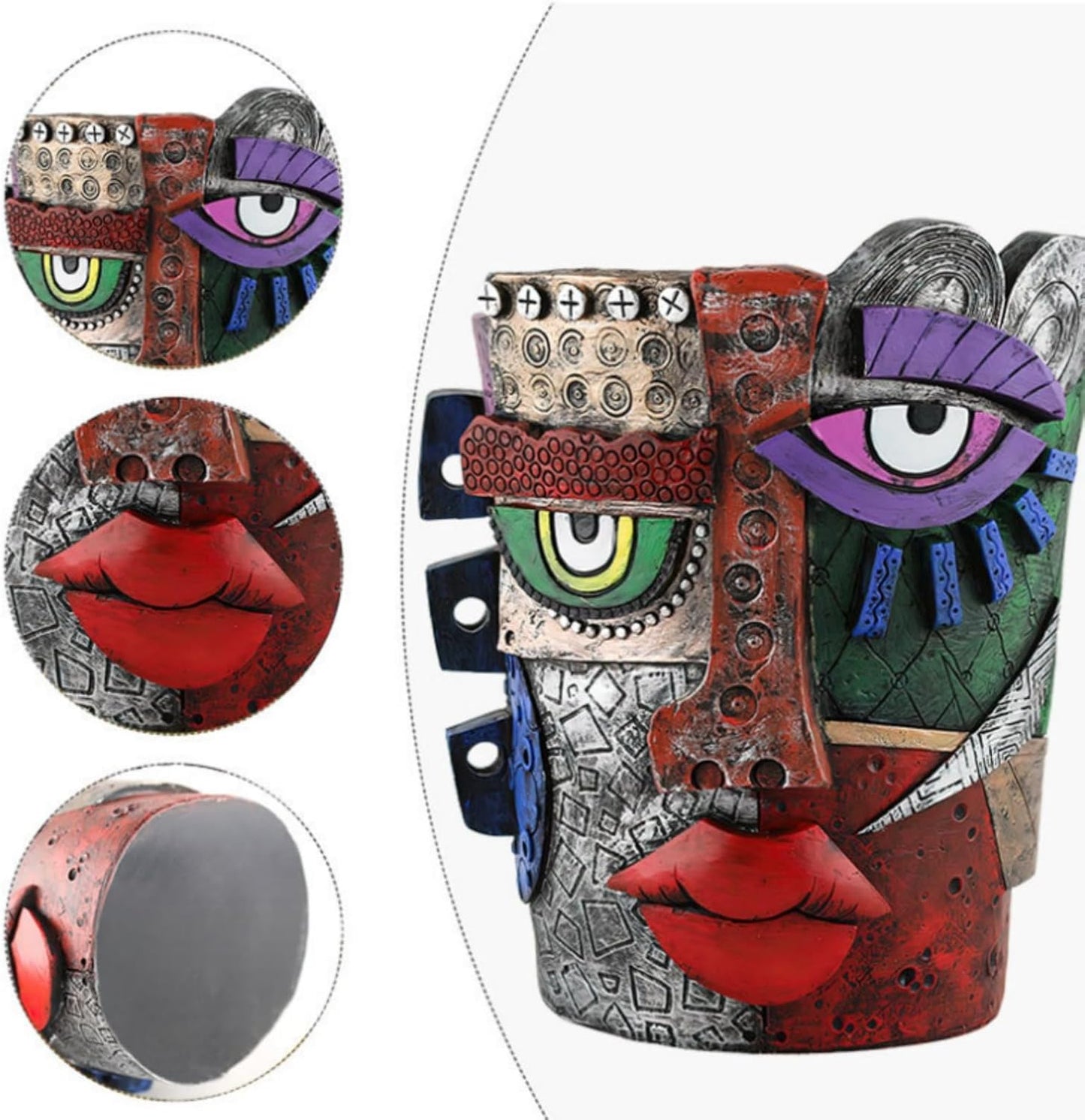 New Picassos Abstract Beauty Face Flower Pot, Colorful Abstract Head Plant Pots, Interesting Decorative Flower Resin Flower Pot, Unique Flower Pots for Home Art Decoration (multicolor-A01)