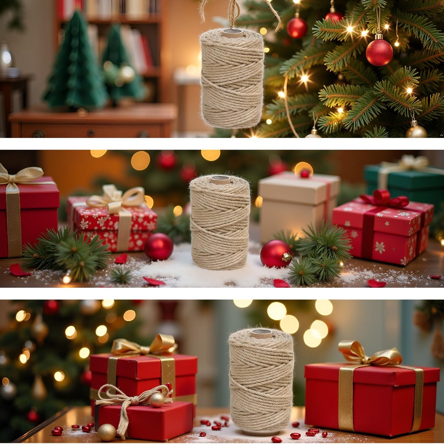 1/6 in (4 mm) X 164 Ft (50 Meters) Jute Garden Twine Rope String for Home Decorating, Cat Scratcher Post Tree, DIY Arts Crafts, Binding, Packing Material